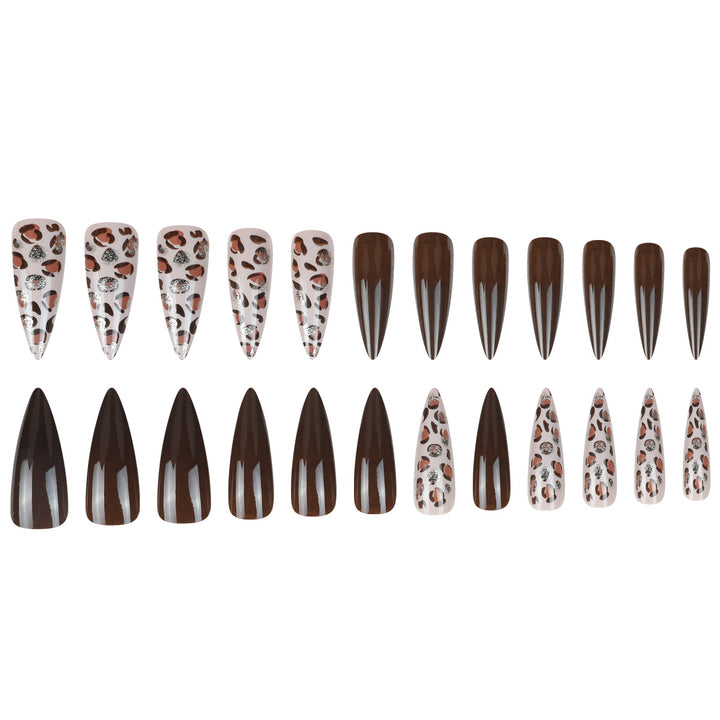 Stiletto Press-On Nail Set mit Leopardenakzentdesign Karnz