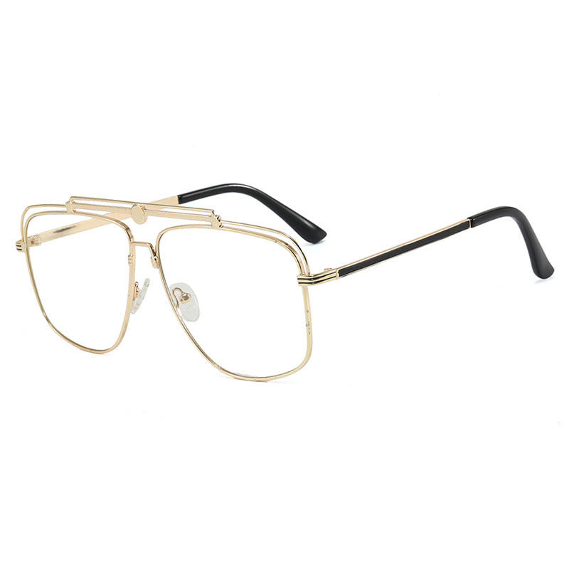 Damen elegante quadratische Sonnenbrille mit goldenen Akzenten Karnz