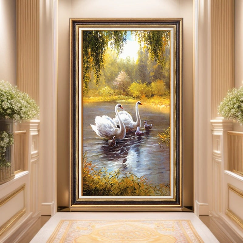 Elegante Schwäne Kunstleinwand