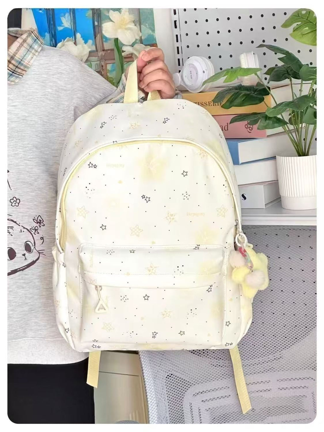 Schulrucksack mit Verspieltem Sternedesign und Mehreren Fächern Karnz