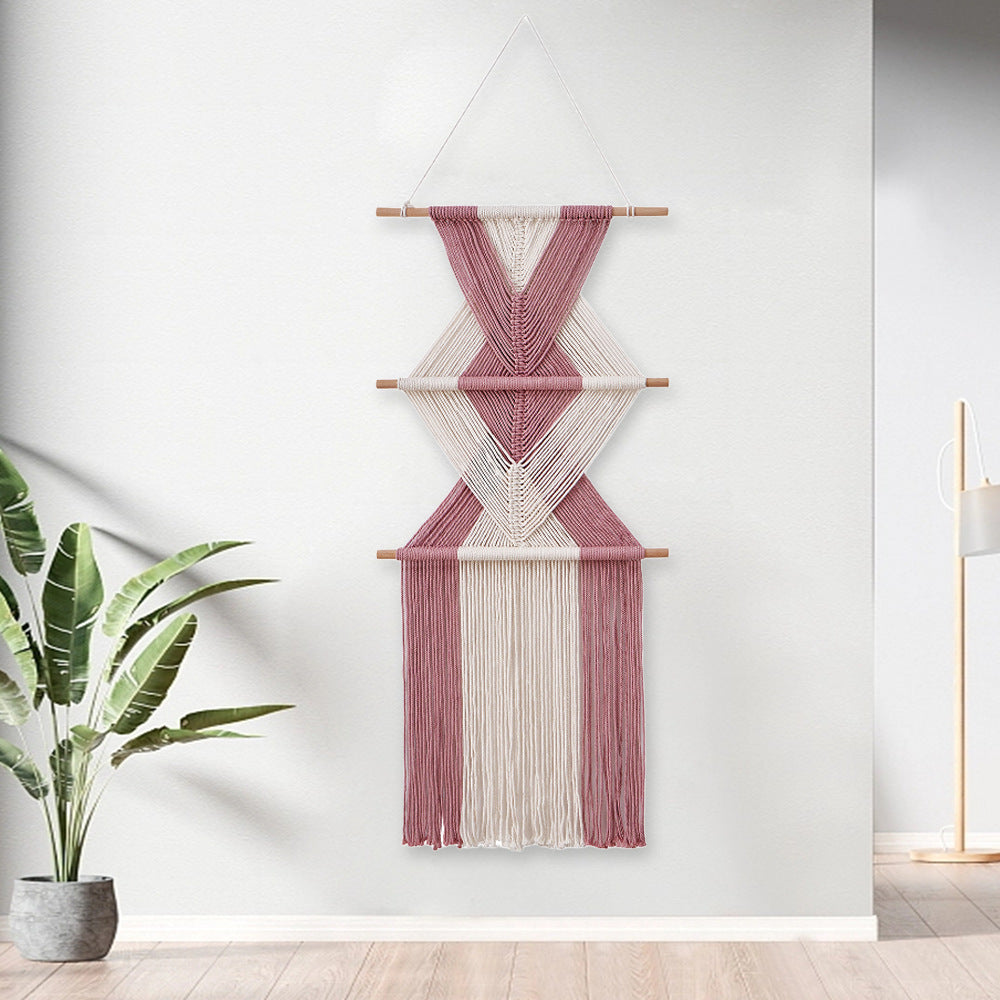 Makramee Wanddeko mit geometrischem Muster Karnz