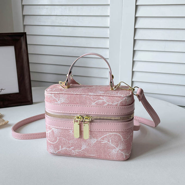 Blumenverzierte Kosmetiktasche
