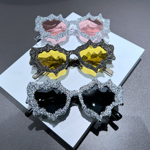 Damen kreative Sonnenbrille im extravaganten Design mit Glitzerverzierungen Karnz