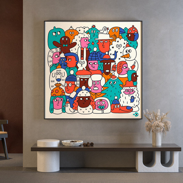Buntes Cartoon-Leinwandkunst
