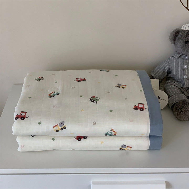 Weiche Mull-Babydecke mit Teddy-Design und doppellagiger Gaze