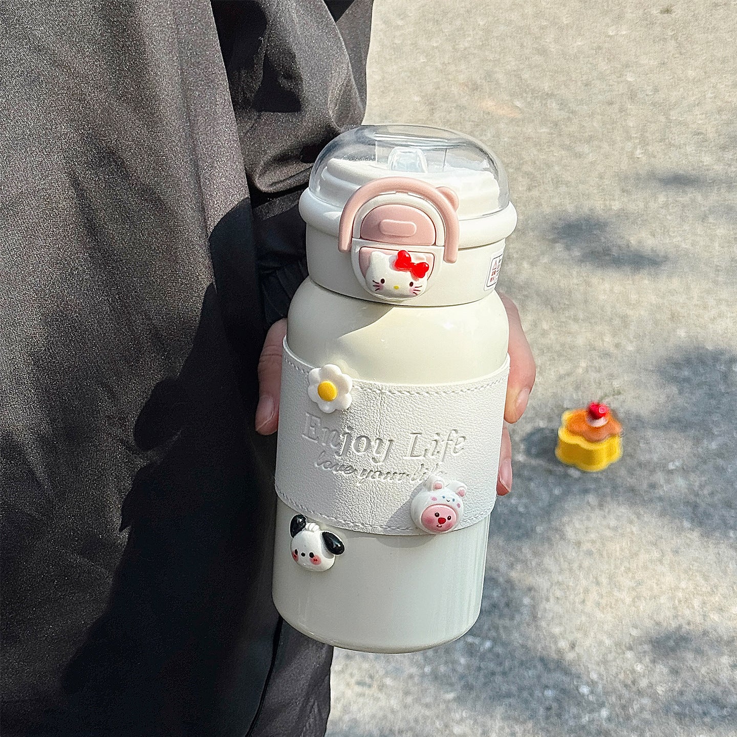 Damen multifunktionale Trinkflasche mit kreativen Silikon-Elementen Karnz