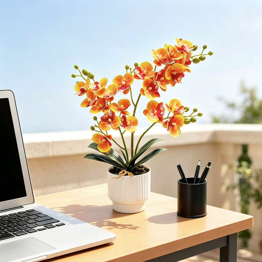 Realistische künstliche Orchideenpflanzenanordnung für die Wohnkultur