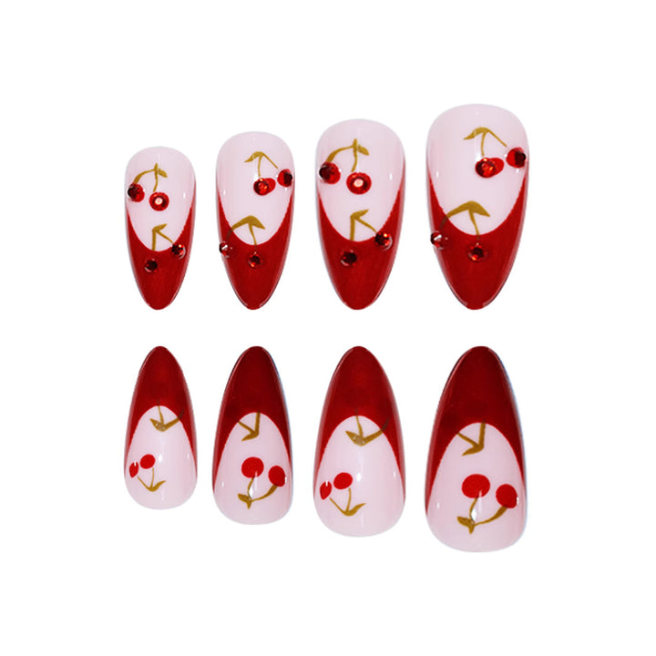 Künstlerisches Kirschblüten Press-On Nagelset Karnz
