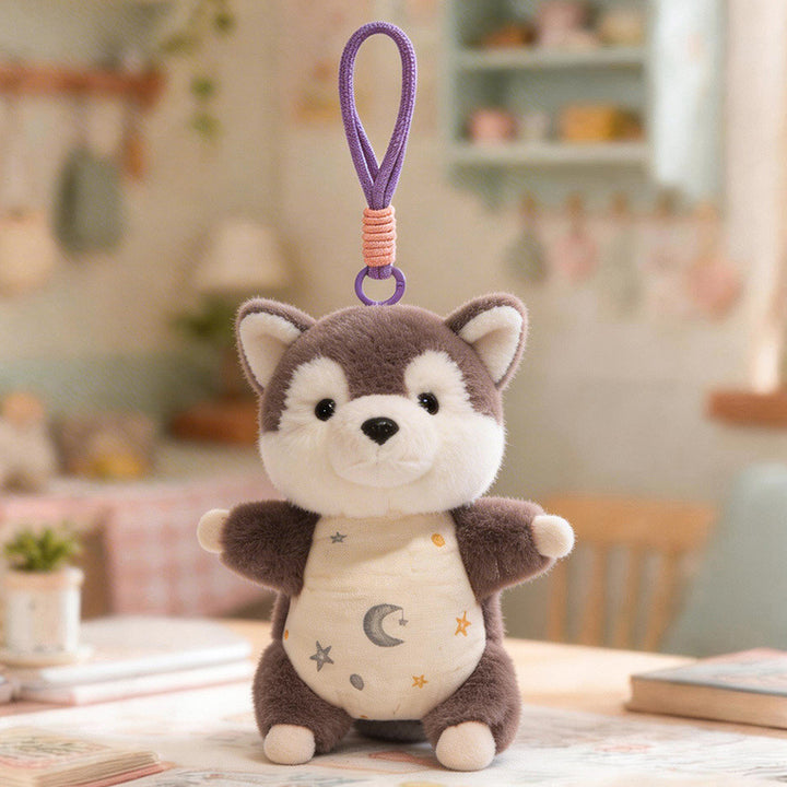 Plüsch Woodland Welpen Taschenanhänger mit elastischem Band und weichem Stoffbody Karnz
