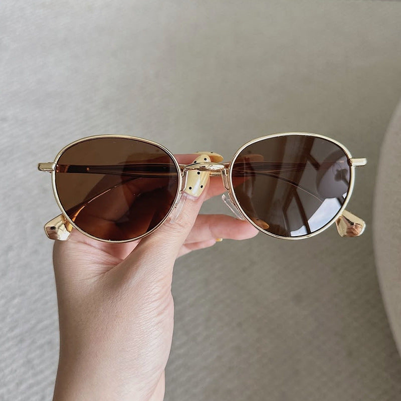 Damen runde Sonnenbrille mit elegantem Metallrahmen und UV-Schutz Karnz