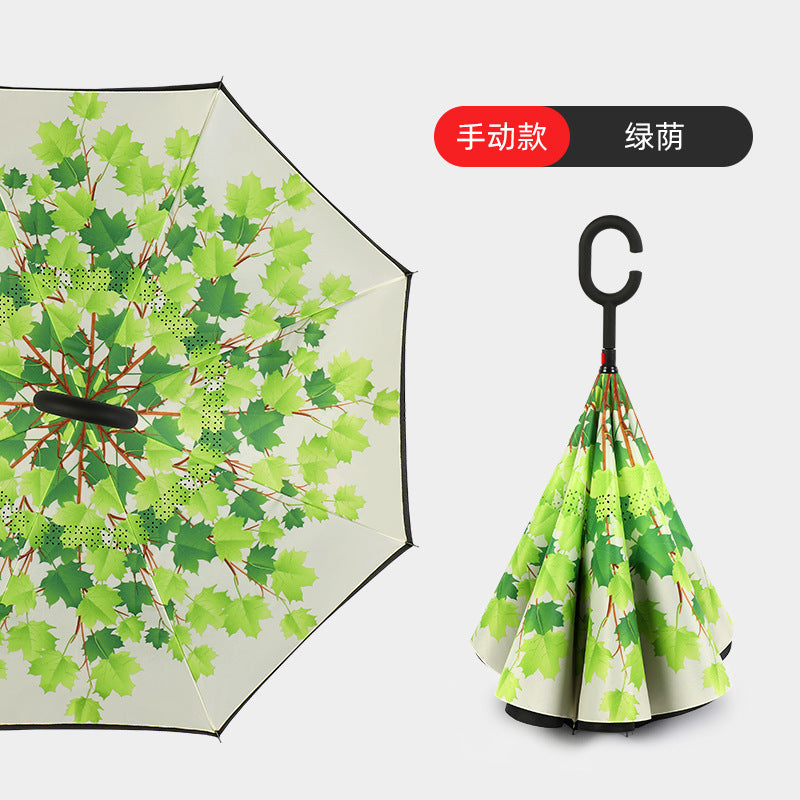 Damen Innovativer Falt-Regenschirm mit kreativer Blättergrafik Karnz