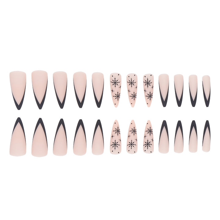 Lange Stiletto Press-On Nagelkunst mit Schneeflocken-Design Karnz