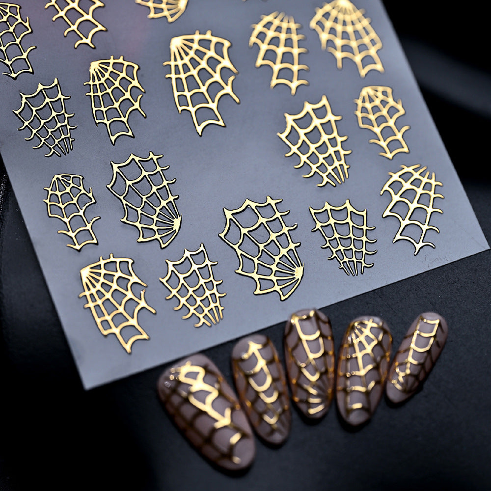 Glänzende Spinnennetz-Nagelkunst-Decals