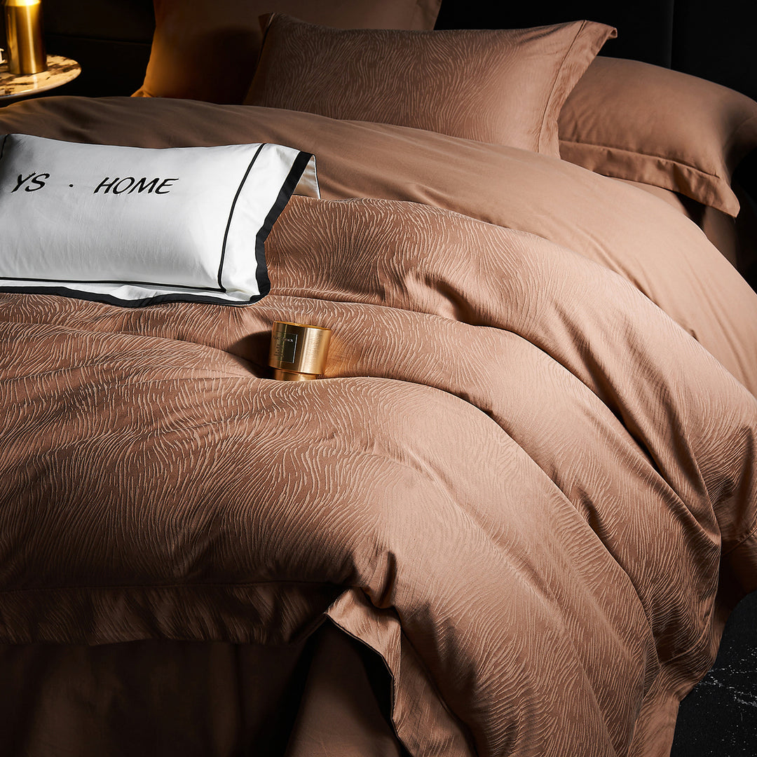 Luxuriöse Baumwollsatin-Bettwäschegarnitur mit Jacquard-Struktur