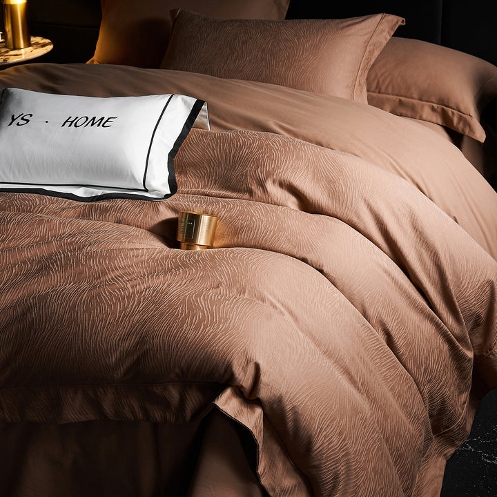 Luxuriöse Baumwollsatin-Bettwäschegarnitur mit Jacquard-Struktur