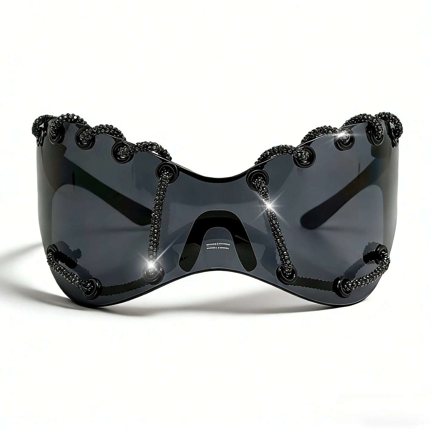 Damen extravagante Sonnenbrille mit einzigartigem Ketten-Design Karnz