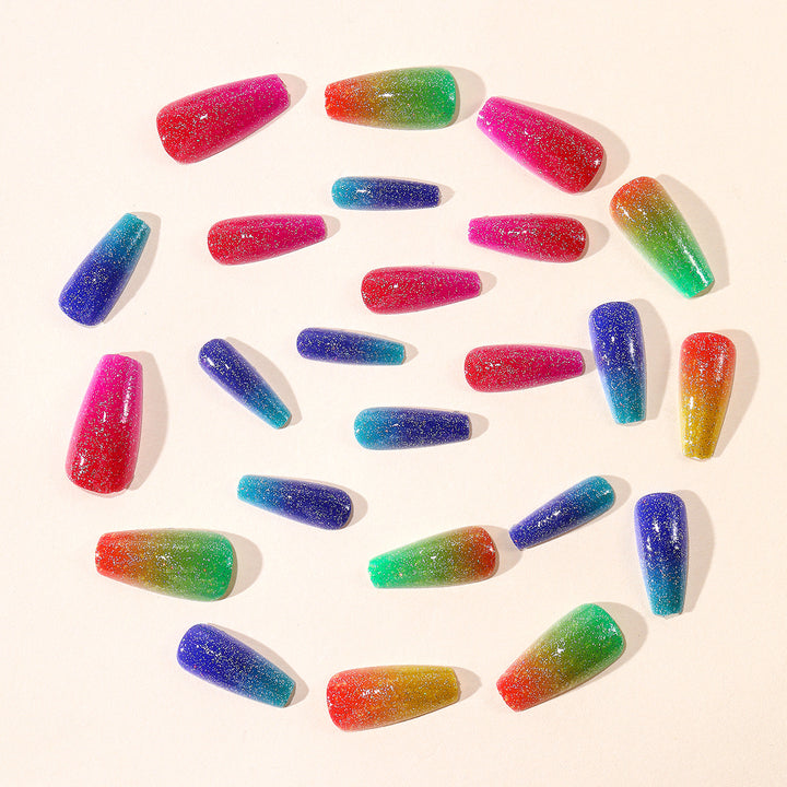 Vibrant Glitter Gradient Acryl Nagelkunst Verlängerungen Karnz