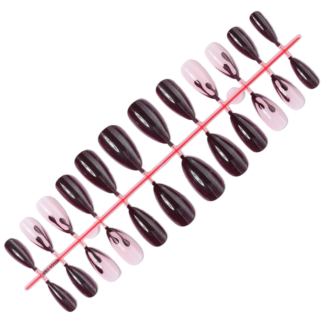 Kunstnagelset mit stilvollem Schwarz-Rosa Design Karnz