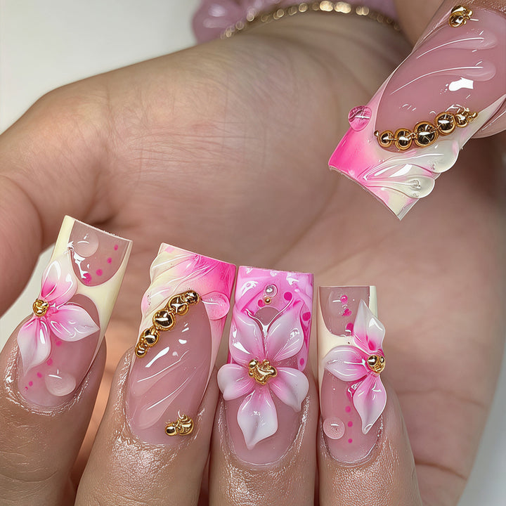Künstlerisches Florales Nageldesign Set Karnz