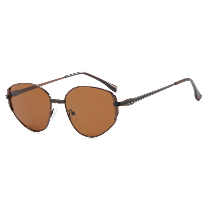 Damen moderne geometrische Sonnenbrille mit stilvollem Metallrahmen Karnz