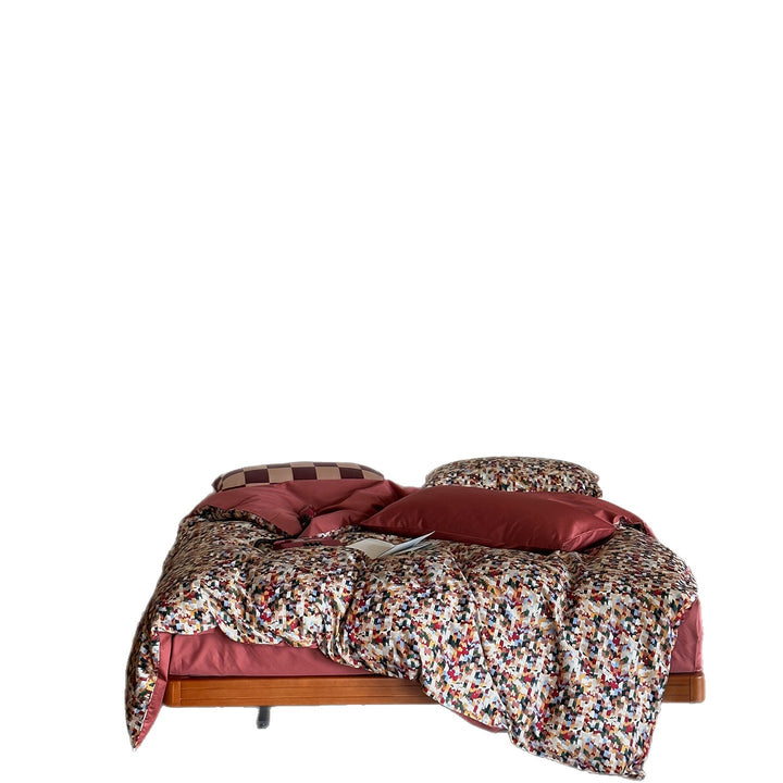 Luxuriöses Baumwoll-Satin Bettwäsche-Set mit Wendebettbezug und dekorativen Kissenbezügen