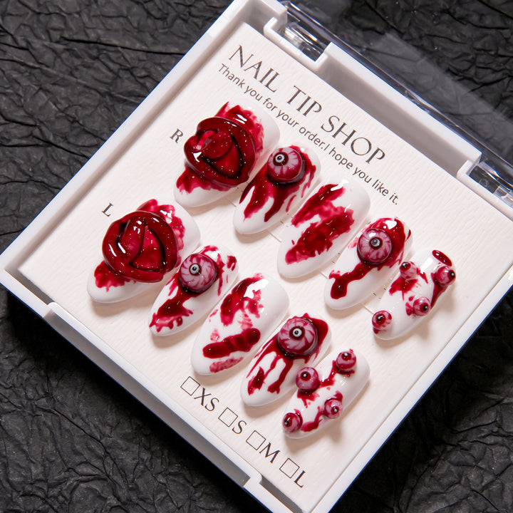 Künstlerische Horror-Themen Press-On Nagelkunst