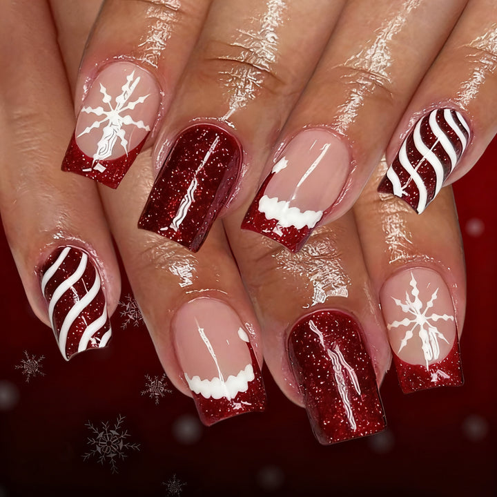 Dekorative Glitzernde Winter Nagelkunstverzierungen Karnz