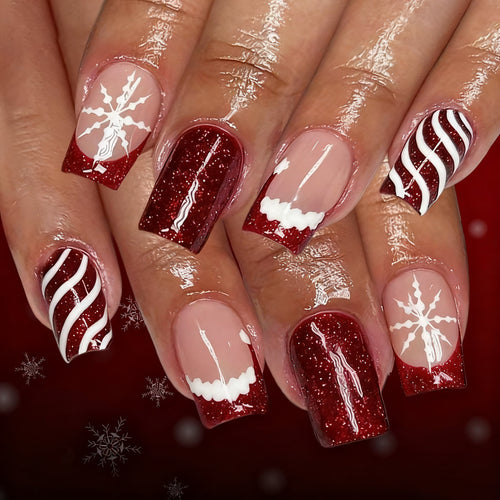 Dekorative Glitzernde Winter Nagelkunstverzierungen Karnz