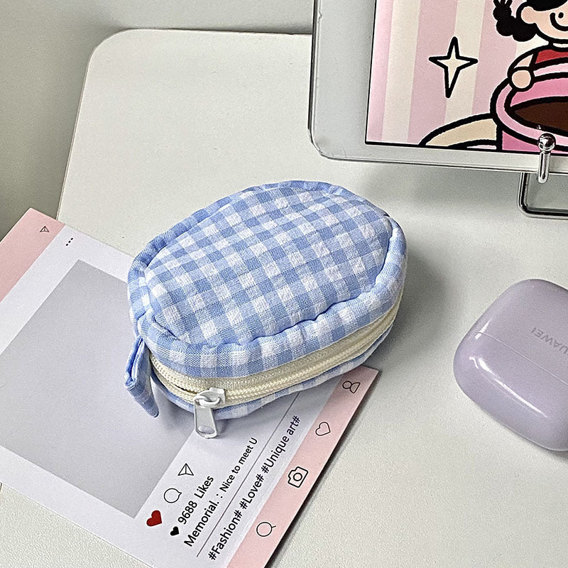 Handgefertigte Kosmetiktasche Im Gingham-Design Karnz