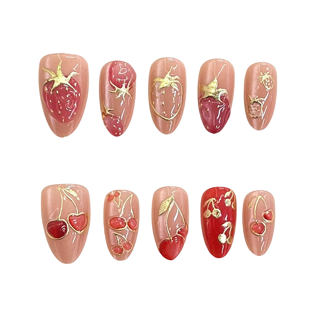 Künstlerisches Floral-Akzent Press-on-Nagelset Karnz