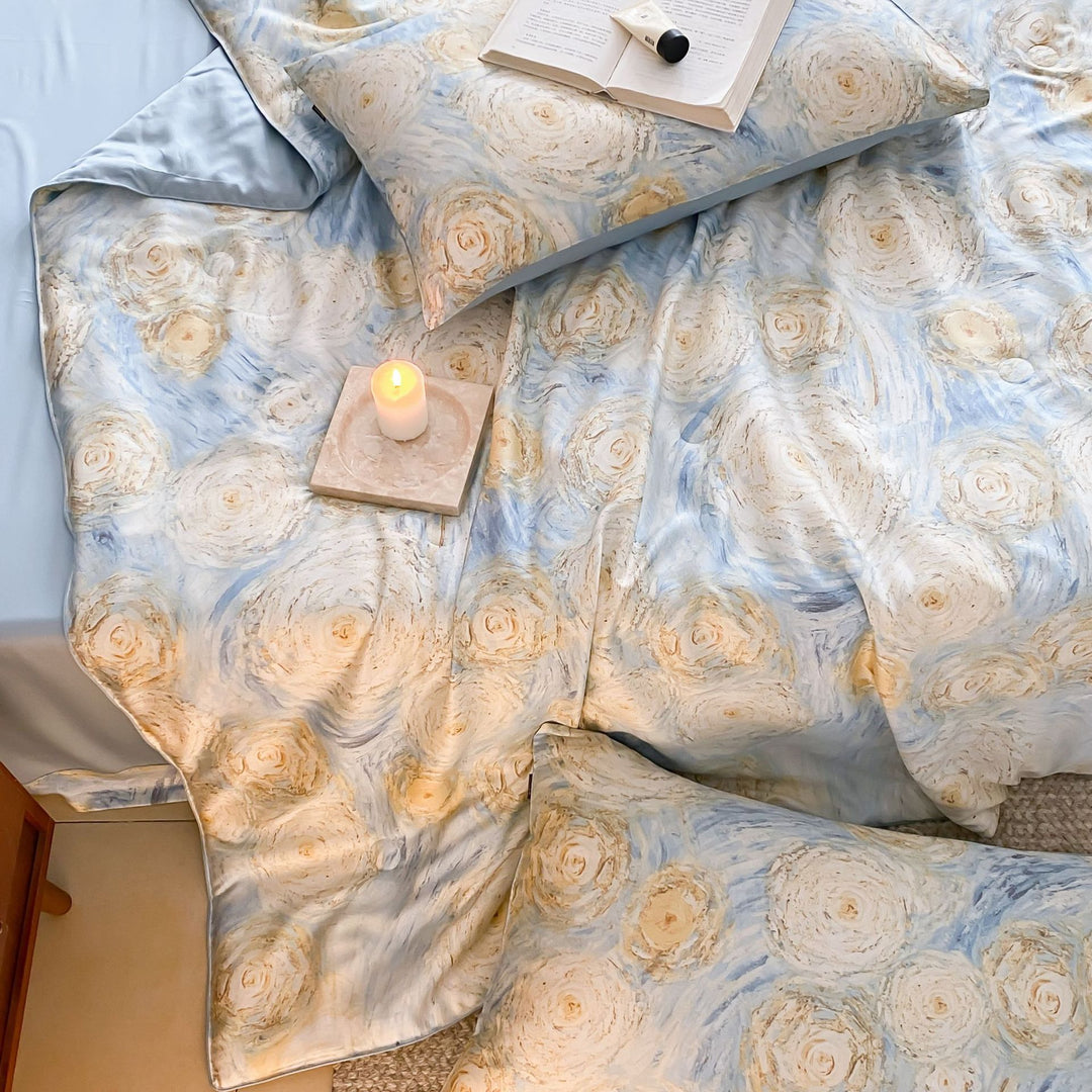 Bettwäsche-Garnitur aus Baumwollsatin mit dezentem Herz-Jacquard und seidig-glänzendem Finish Karnz