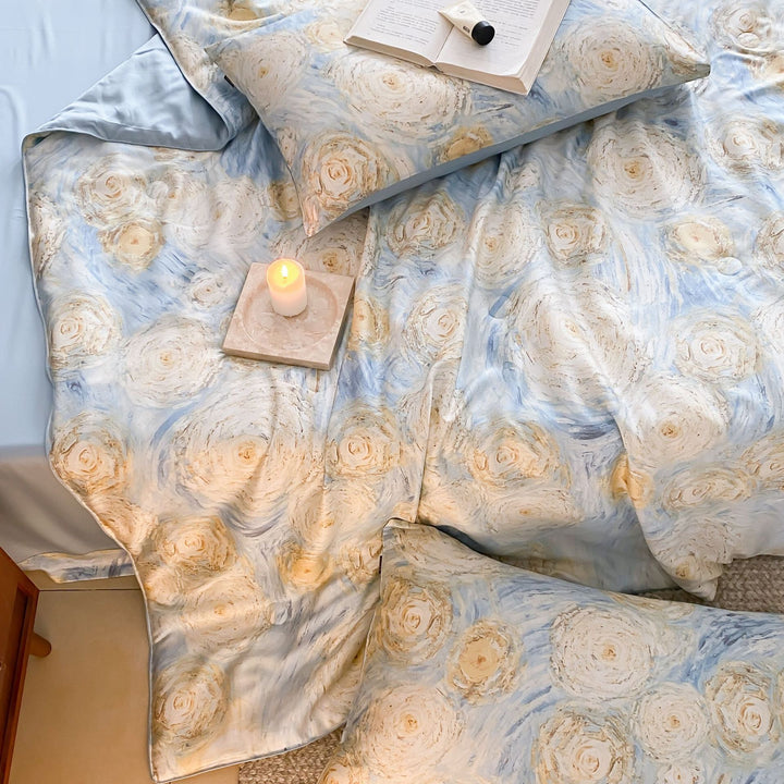 Bettwäsche-Garnitur aus Baumwollsatin mit dezentem Herz-Jacquard und seidig-glänzendem Finish Karnz