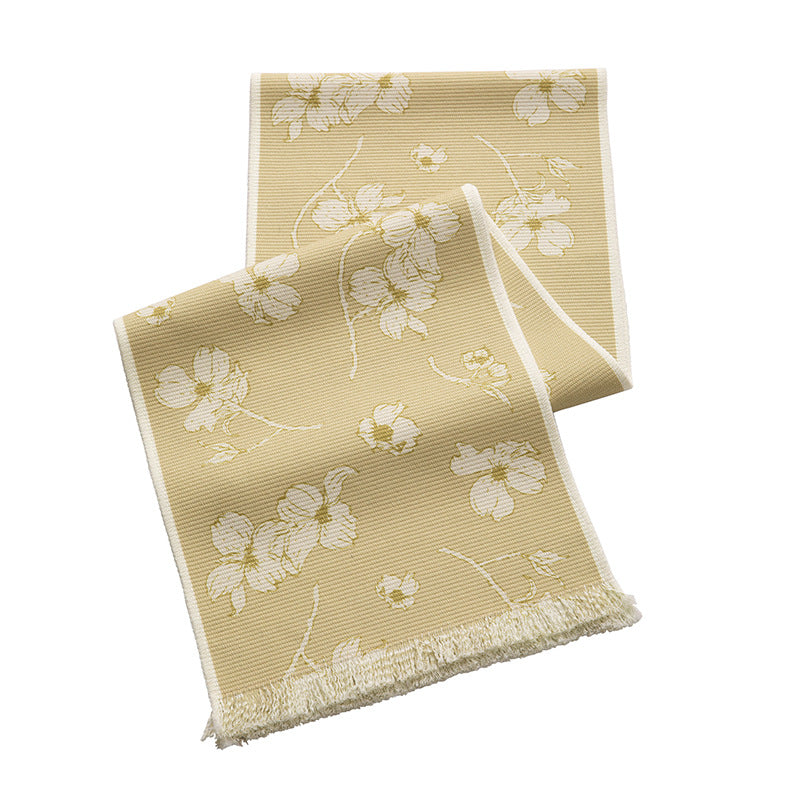 Gewebter Tischläufer mit floralem Jacquardmuster und Fransensaum Karnz
