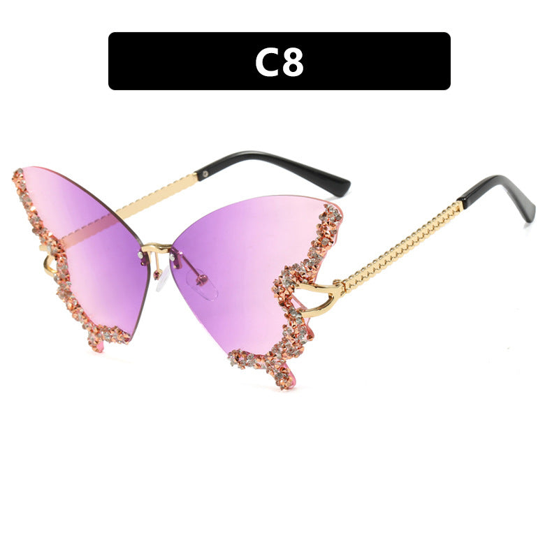 Damen große Cat-Eye Sonnenbrille mit funkelndem Strassbesatz und elegantem Rahmen Karnz