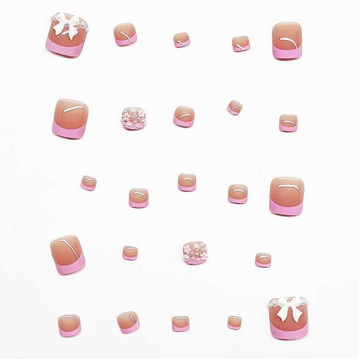 Dekorativer Press-On Nagelkunst Set mit floralen und Schleifenakzenten Karnz