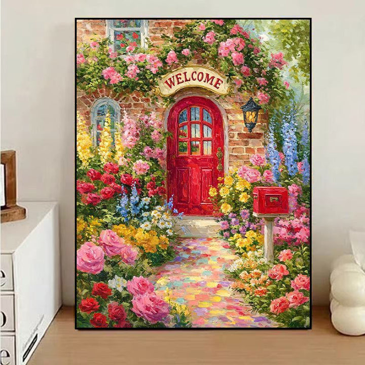 Charmante florale Willkommens-Leinwandkunst Karnz