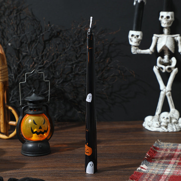 Halloween Dekorative Hohe Spitzkerze mit Bedrucktem Geist und Kürbis Motiv