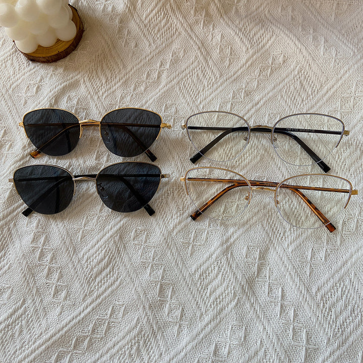 Modische Cat-Eye Sonnenbrille mit Feinem Metallrahmen Karnz