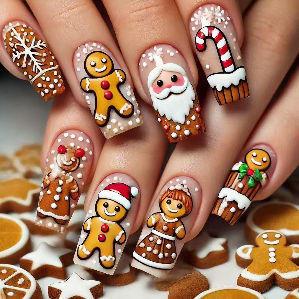 Weihnachtskunstnägel mit festlichen Motiven Karnz