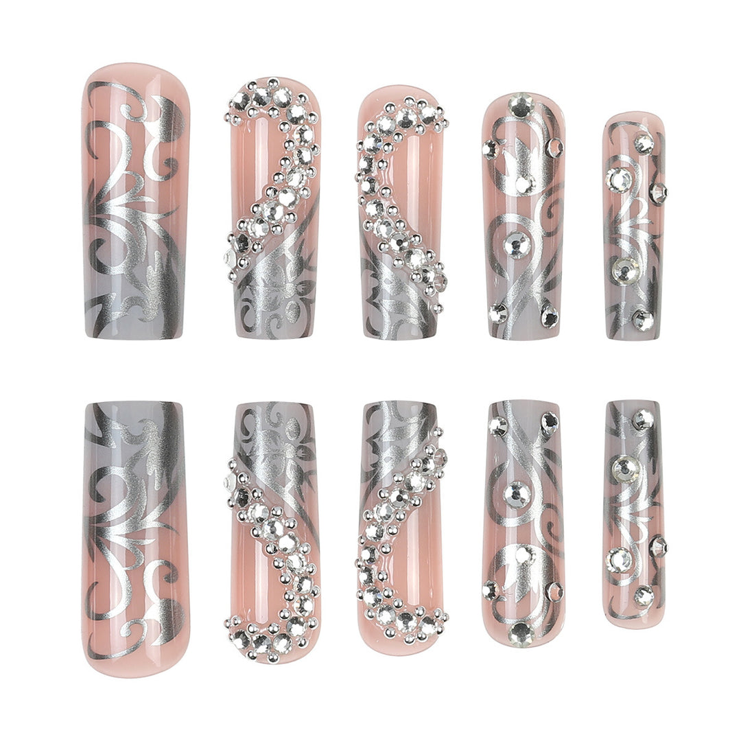 Dekorative Strass-Stiletto Press-On Nägel Karnz