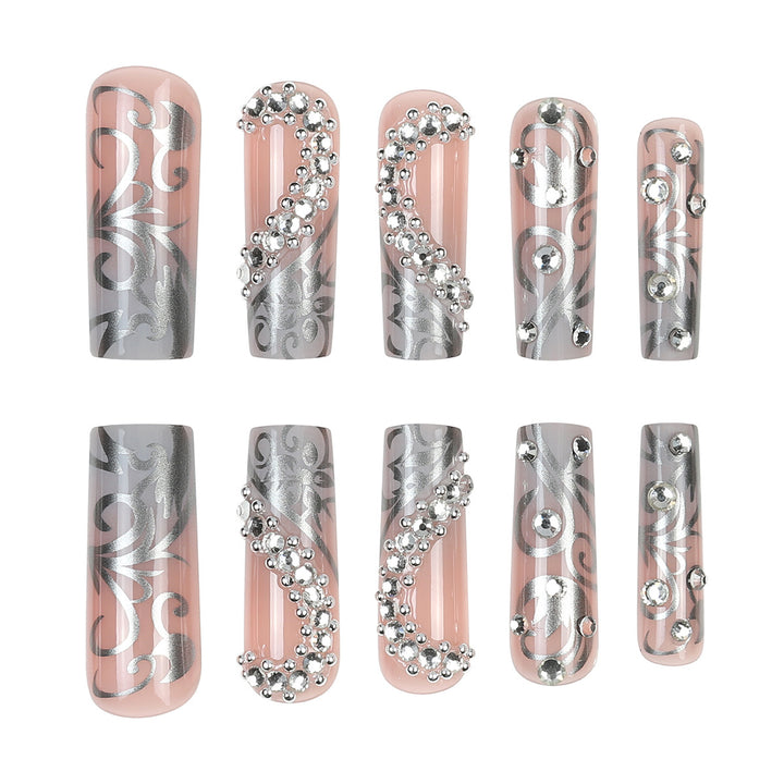 Dekorative Strass-Stiletto Press-On Nägel Karnz