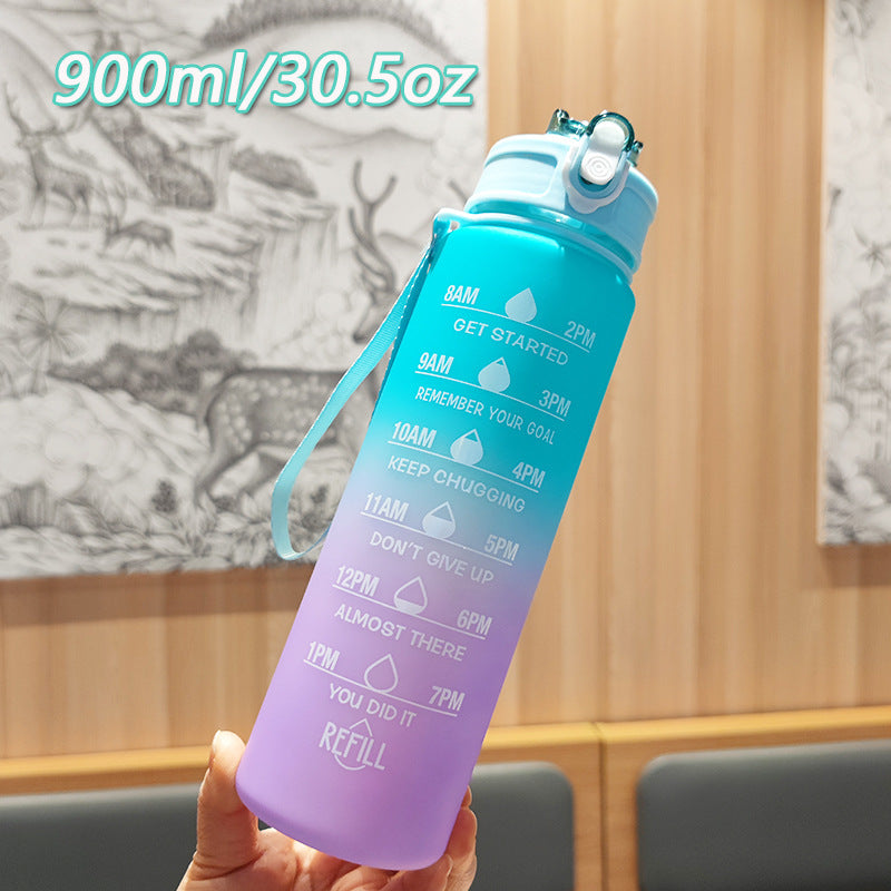 Damen Motivierende Wasserflasche mit integrierten Zeitmarkierungen Karnz