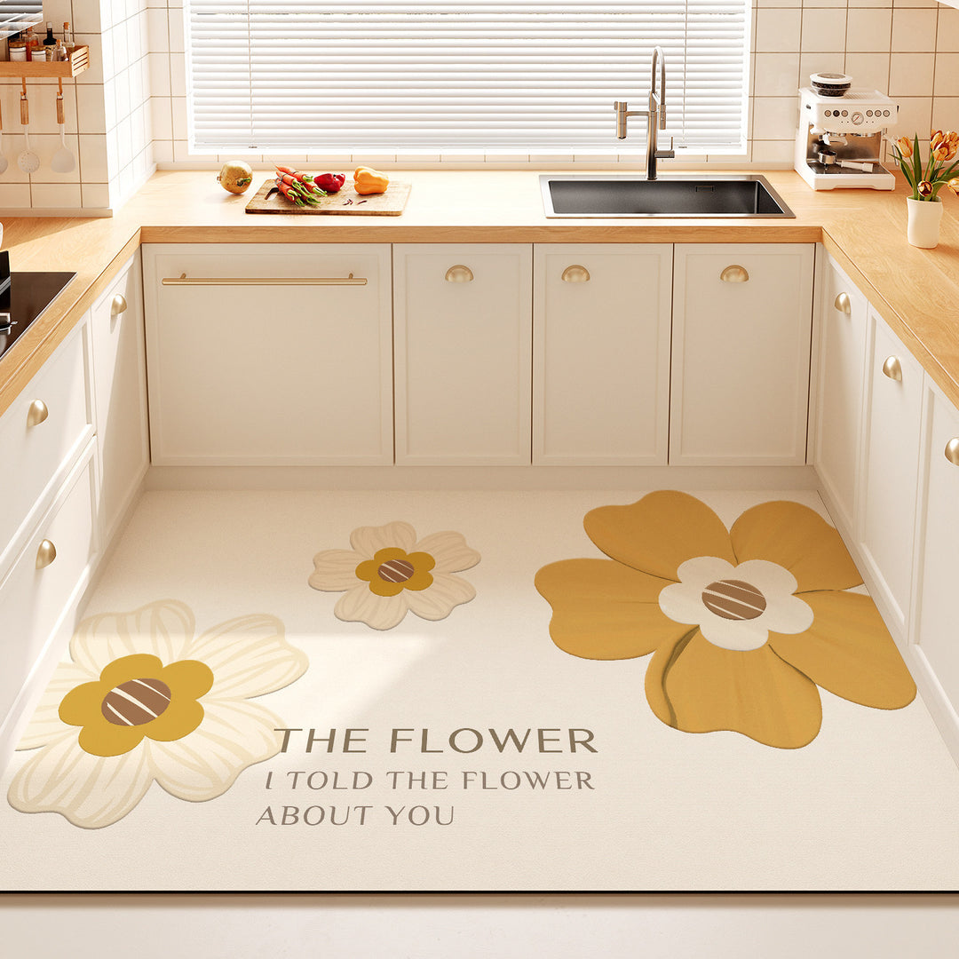 Dekorativer Floral-Zitat-Küchenmatte für Zuhause