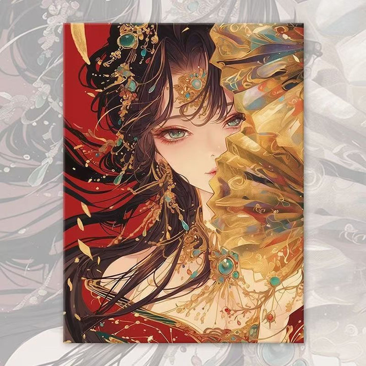 Asiatisch inspiriertes Fantasy-Porträt-Leinwand-Kunstwerk Karnz
