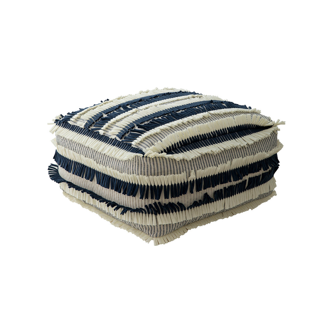 Boho-Pouf Bodenkissen mit strukturierter Fransenoberfläche