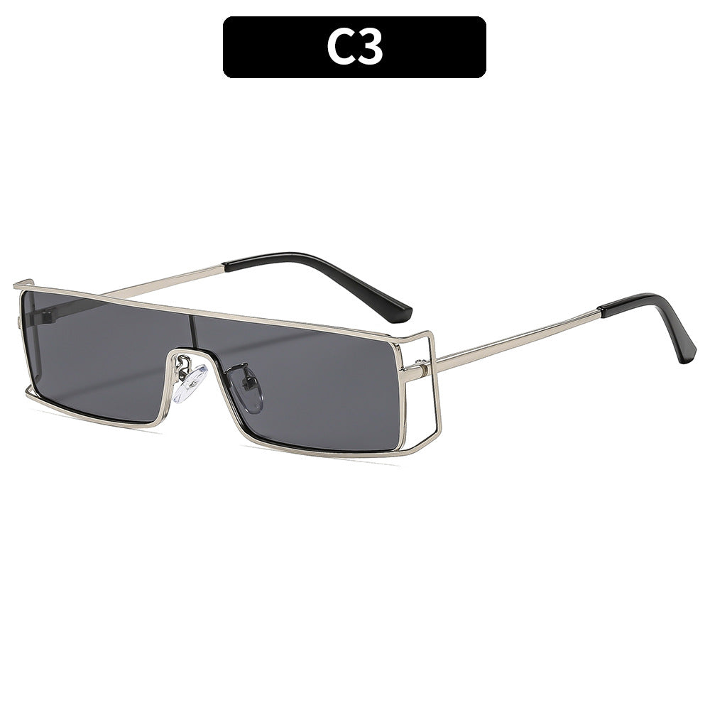 Geometrische Schild-Sonnenbrille mit luxuriösen Metallakzenten