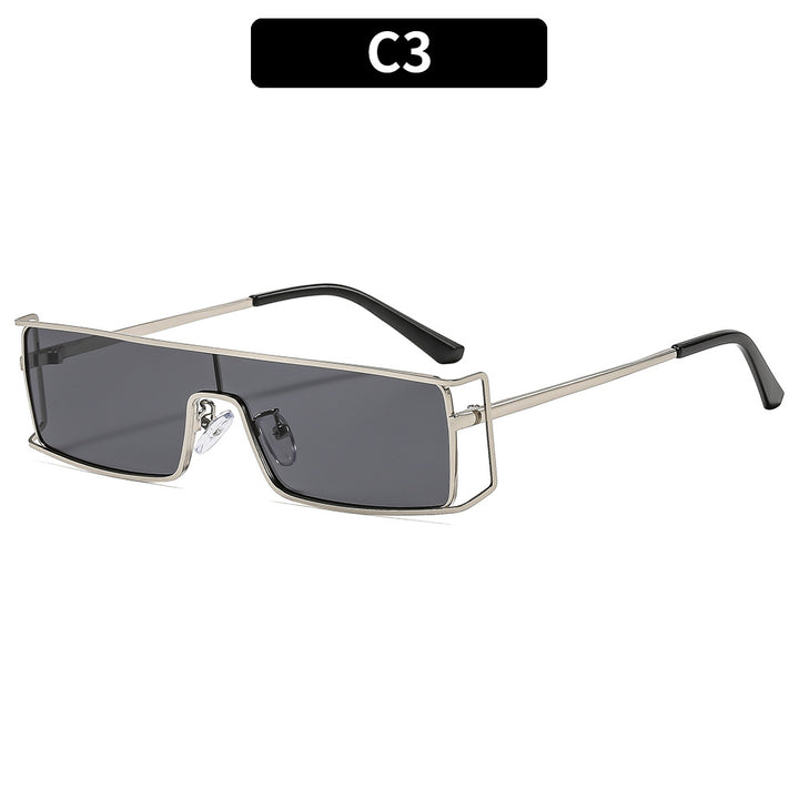 Geometrische Schild-Sonnenbrille mit luxuriösen Metallakzenten