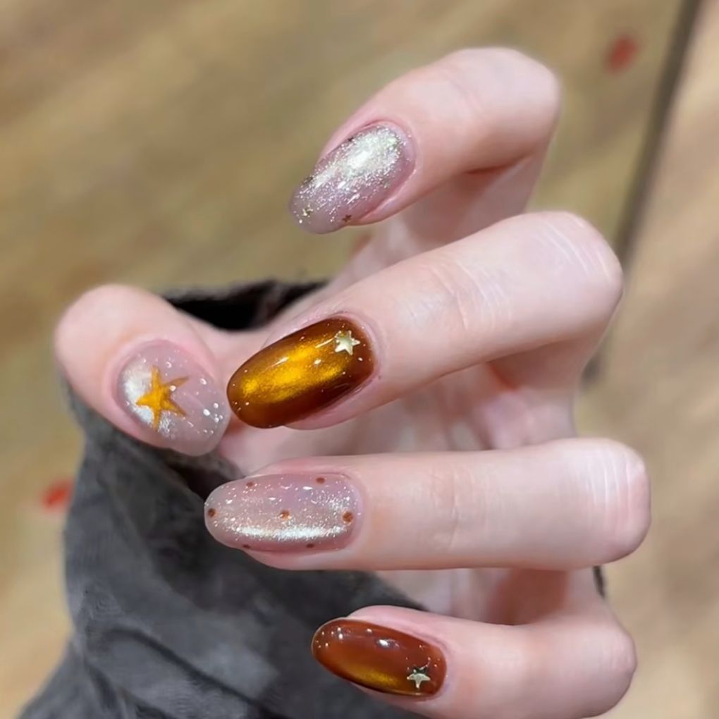 Glitzernde Stern Akzent Nagelkunst Extensions