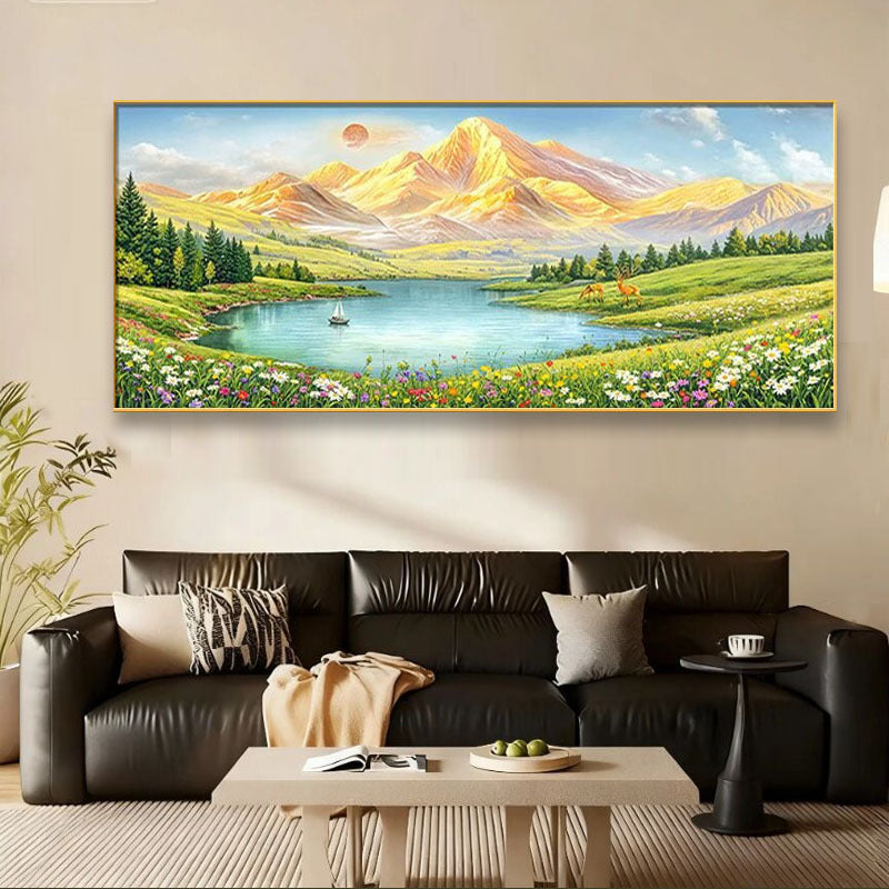 Gerahmtes Beruhigendes Natur Landschaft Kunstwerk