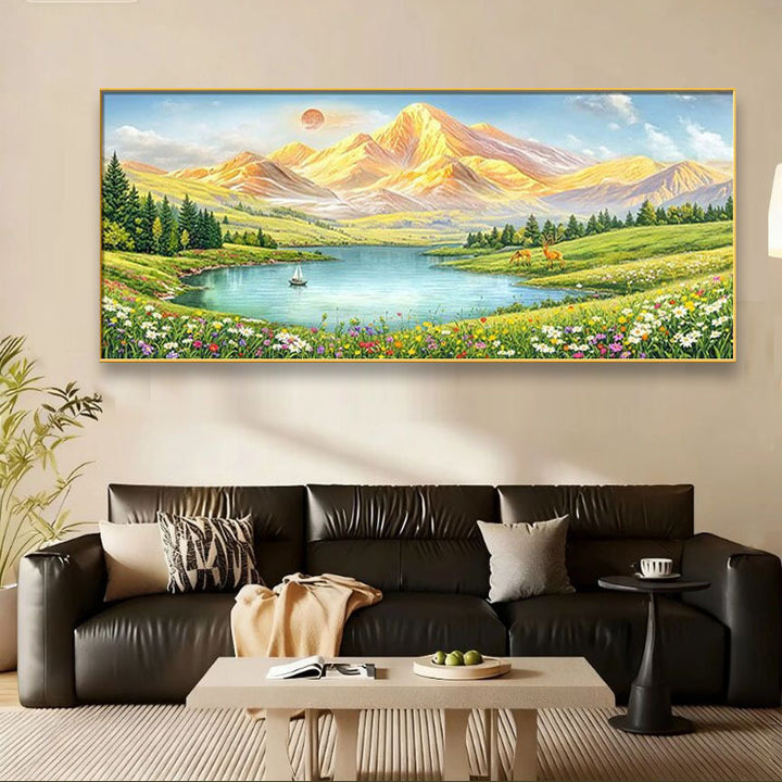 Gerahmtes Beruhigendes Natur Landschaft Kunstwerk
